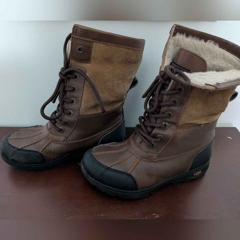 UGG Cream and Brown Cozy Boots